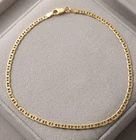 10" Italian Solid Mariner Ankle Bracelet Anklet 14K Yellow Gold Plated Silver