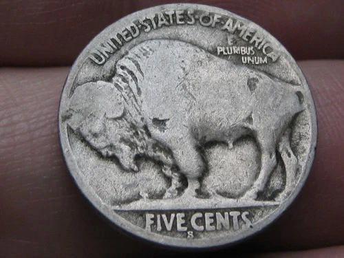 1919 S Buffalo Nickel 5 Cent Piece- San Francisco, Good Reverse Details