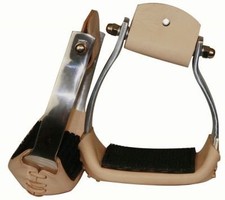 Showman Lightweight Angled Aluminum Stirrups w/ Wide Leather/Rubber Grip Tread
