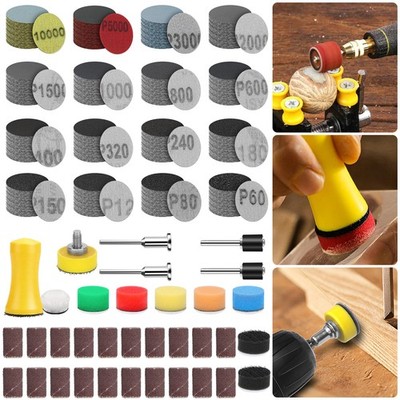 434x 1''Sanding Discs Kit Hook Loop Sandpaper 60-10000Grit 1/8'' Shank for Dremel