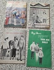 Lot of 4 Virginia Lakin's and Mary Maxim Knitting Books Teen Doll Little Sister