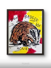 Audra Deane Original 11x14 Folk Expressionist Bold Badger Painting Signed Canvas