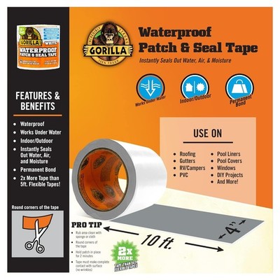 Produktbild von 6x Gorilla Waterproof Patch & Seal – Extrem Starkes Dach-Reparatur-Klebeband