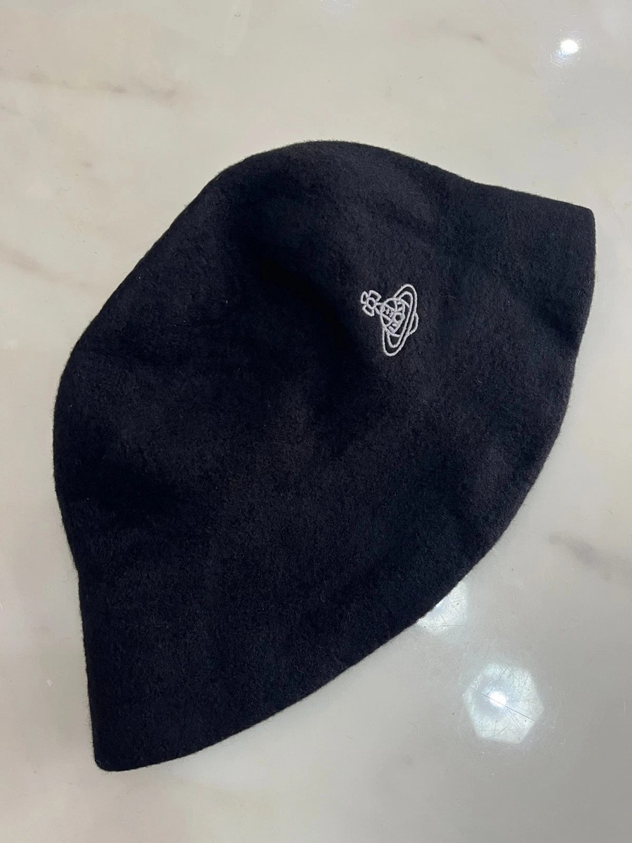 Vivienne Westwood Bucket summer Hat Cap Black Orb Embroidery Wool