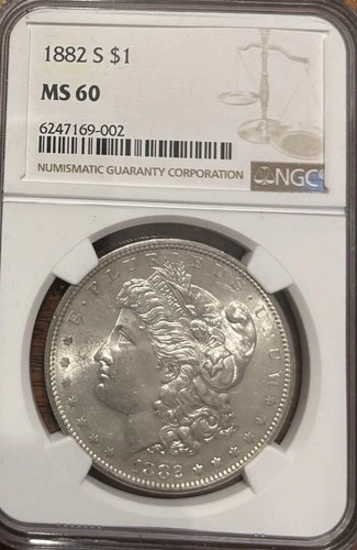 1882-S Morgan Silver Dollar  NGC MS60