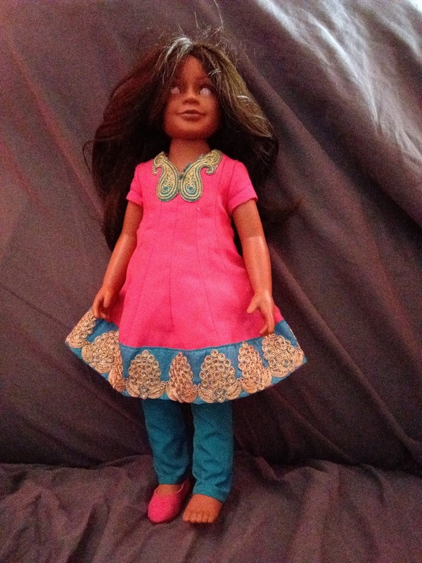 RARE Carpatina Doll 17" Tall Brown Hair Purple Eyes with  Original Clothes
