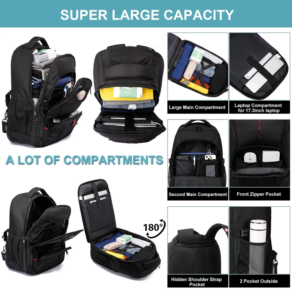 Laptop Trolley Rucksack Business Rolling 17 Zoll Laptop Rucksack mit Rädern H... - Bild 2 von 4