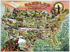 12932.Decor Poster.Wall art.Home vintage interior design.Rambles on the U.S map