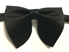 NEW Oversized Black Satin Bow tie Vintage style 70`s Wedding Prom