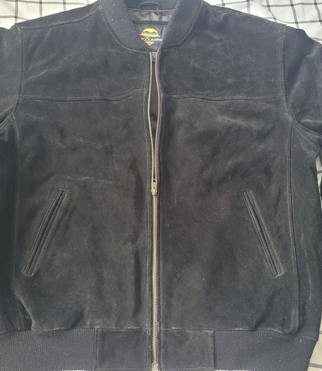 VTG New Zlander Mens Large Black Leather Shell Full Zip
