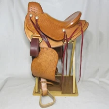 STONEY SADDLERY ENDURANCE PASO FINO 14” SADDLE HAND TOOLED LEATHER STUDDED POMME