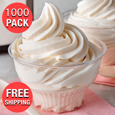(1000-Case) Clear Plastic 8oz Disposable Ice Cream Sundae Round Bowl Dessert Cup