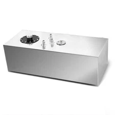 15 Gallon Slim Race Fuel Cell Gas Tank w/ Level Sender Top-Feed Aluminum Silver
