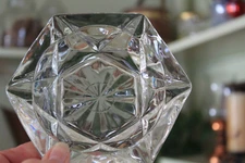 Clear Heavy Glass Hexagon Shaped Faceted Ashtray