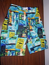 OP Boy's sz 8 swim trunks shark beach surf boards