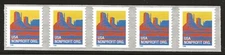 US Scott #2902B, Coil of 5 1996 Butte 5c FVF MNH