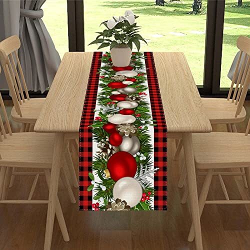 KHOYIME Christmas Table Runner – 72 Inch Red & Black Buffalo Check Linen Runner For Holiday Dining - View #6