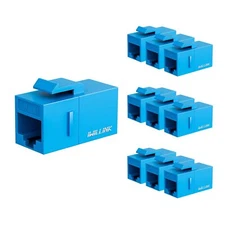 10-Pack RJ45 Cat6 Keystone Coupler Female to Female UTP Jack Insert Blue