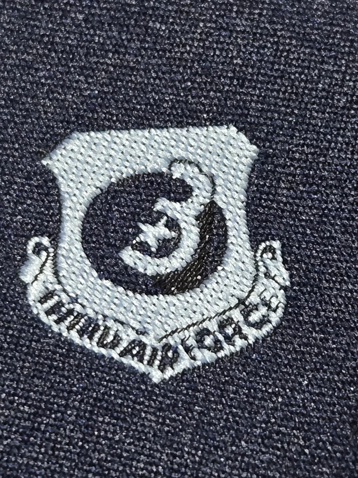 RARE Unique Third Air Force Logo Mens Tie Navy Blue Stripes Pattern Military Foto 4 de 4