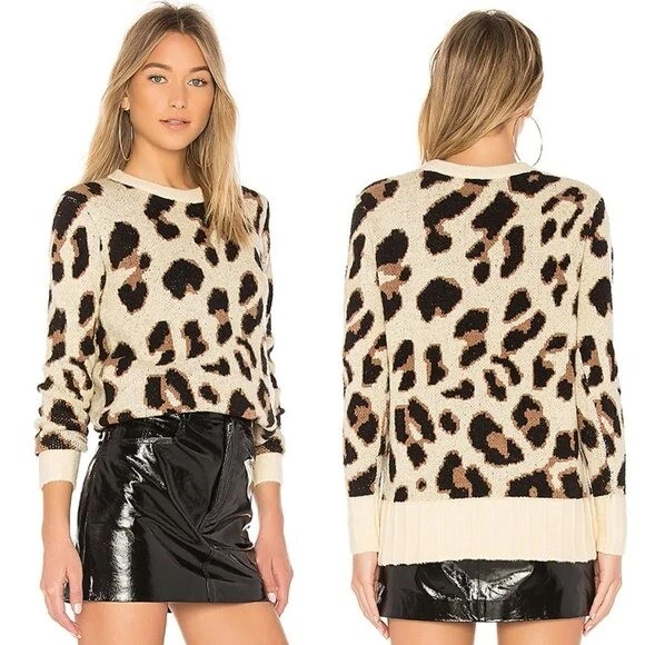 Lovers u0026amp; Friends Metallic Leopard Speak Up Sweater - S | eBay