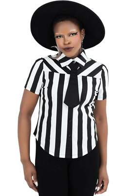 Killstar Gothic Goth Punk Bluse Hemdbluse - Bloodstripe Gestreift