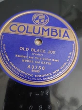 78 RPM Moore & Davis COL A3750 handsaw and harp-guitar duet Old Black Joe EXC