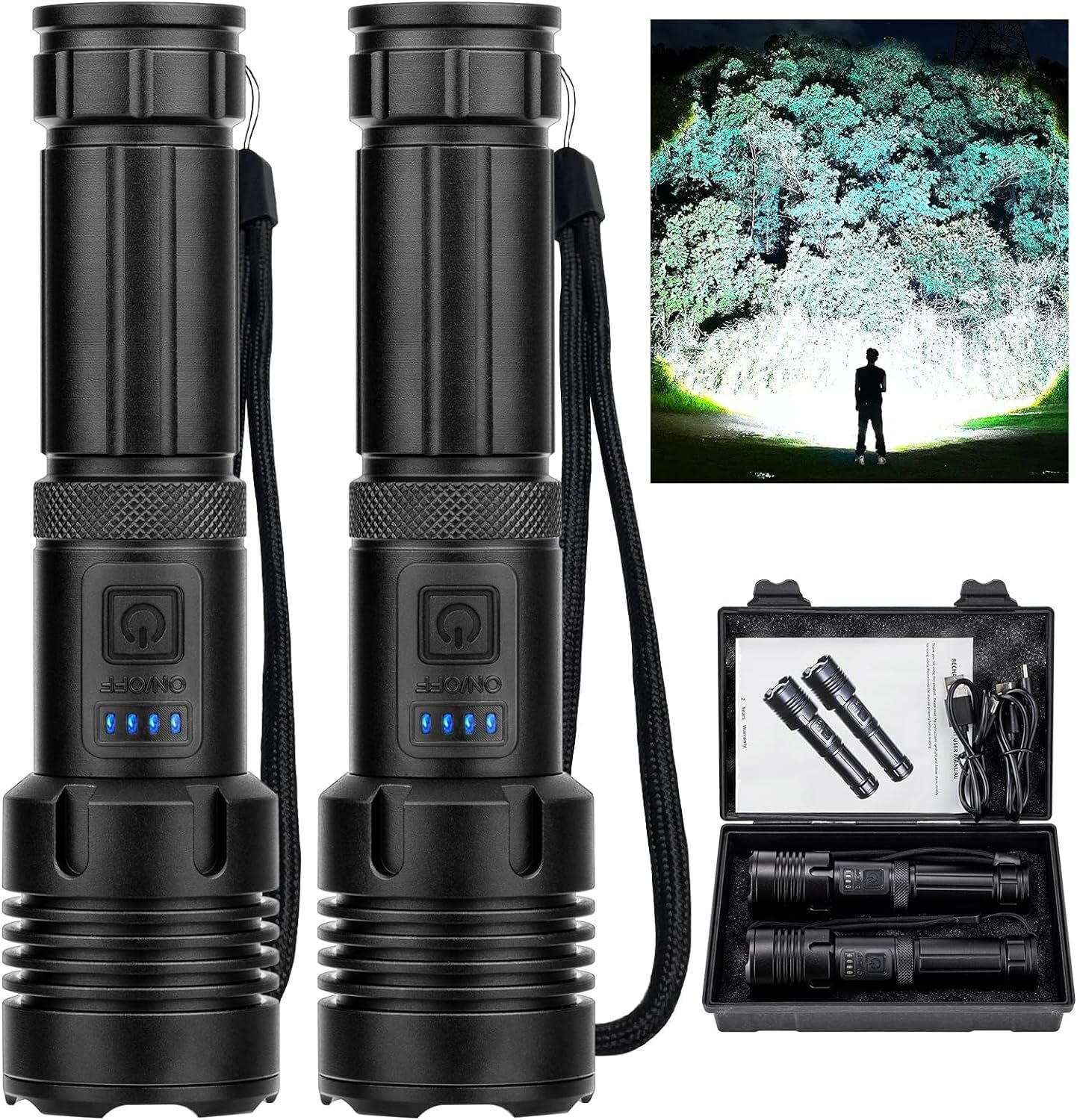 Rechargeable LED Flashlights High Lumens,990,000 Lumens Super Bright Flashlig...