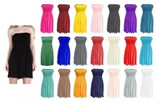 Ladies Womens Sheering Boobtube Bandeau  Plus Size Strapless Top Summer Dress