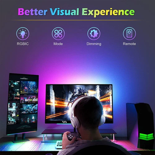 LED RGB Gaming Lichter Unter Monitor Lampe TV PC Musik Sync Lightbar USB DE - Bild 13 von 21