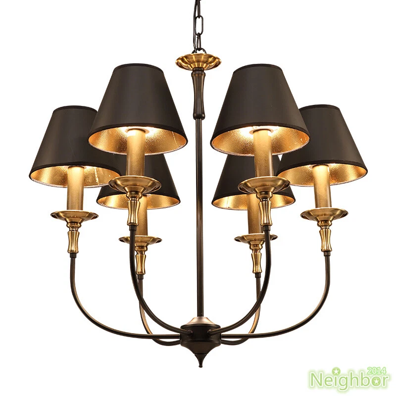 New Vintage Black Iron Chandelier Pendant Lights LED Lamp Living room Lighting - Image 2 of 4