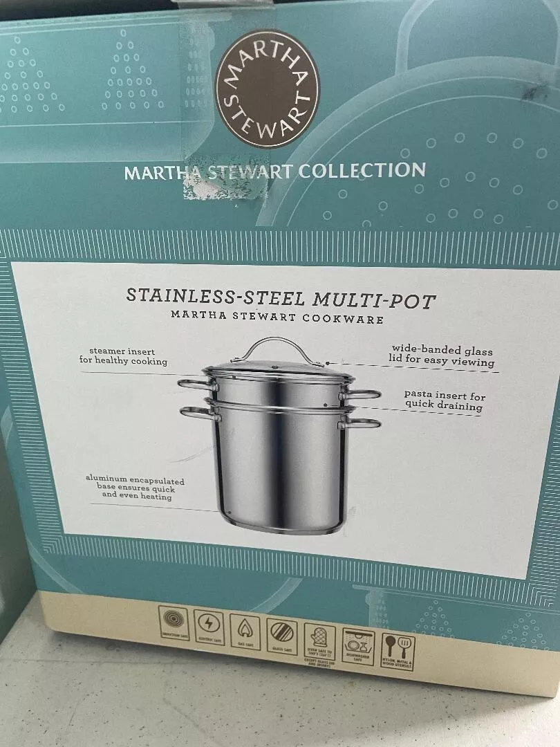 Martha Stewart Stainless Steel 12Qt Multi-pot, Pasta Insert, Steamer  Insert, Lid