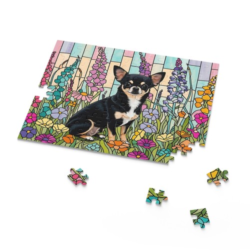 Chihuahua Puzzle, Stained Glass Puzzle, Wildflower Puzzle, Chihuahua Gift - Picture 4 of 4