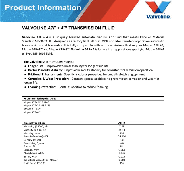 3 Quart VALVOLINE Automatic Transmission Fluid ATF+4 Full Synthetic eBay