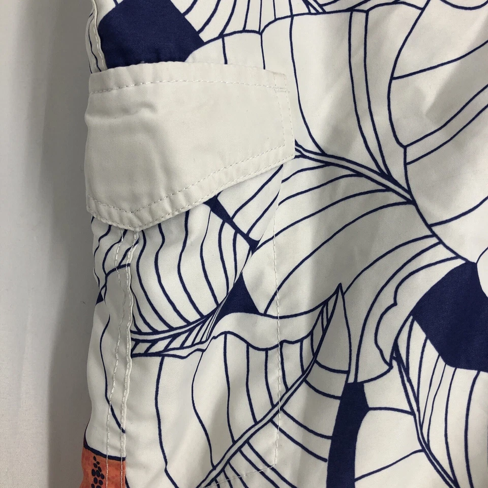 Pantalones Cortos de Natación Old Navy Para Hombre Talla Grande Blanco Azul Coral Floral Cordón Foto 4 de 4