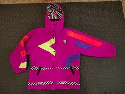 Vintage 80's Obermeyer Pullover Windbreaker Jacket Neon Electric Pink B6