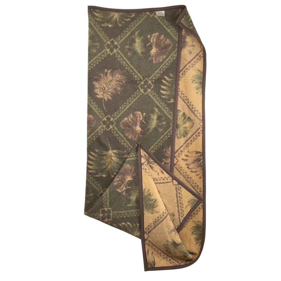 Manta polar de colección BIEDERLACK AURORA 75"x55" verde marrón hoja tropical acogedora EE. UU. Foto 3 de 4