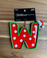 Christmas Shoppe Monogram Letter “W” Santa Christmas Ornament 