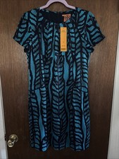 tory burch harriet dress silk short sleeve shift blue kongo sz6 NWT cocktail