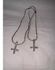Upside Down Cross Chain Necklace Playboi Cart Opium Diamond Tennis Chain Pendant
