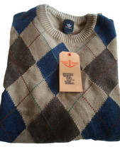 Mens Small Crew Argyle Sweater Tan Dockers NEW