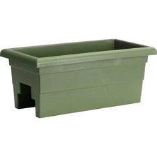Novelty Countryside Plastic Railing Planter Flower Box, Sage, 16in