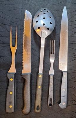 Vintage Mismatched Kitchen Cutlery Lot Tramontina Henckels Good Cook 5 Pieces