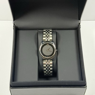 Movado Museum 28mm Steel Black Dial Quartz Ladies Watch 