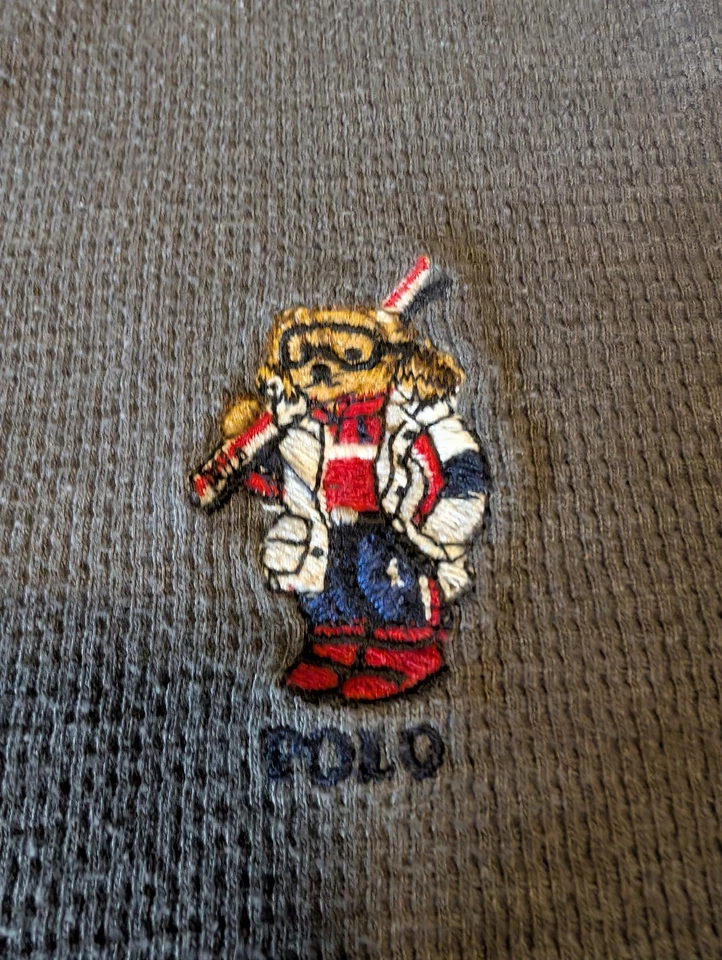 Polo Ralph Lauren Térmico Largo John Ropa de Dormir Camisa Cuello Redondo Esquí Oso Logo XL Foto 4 de 4