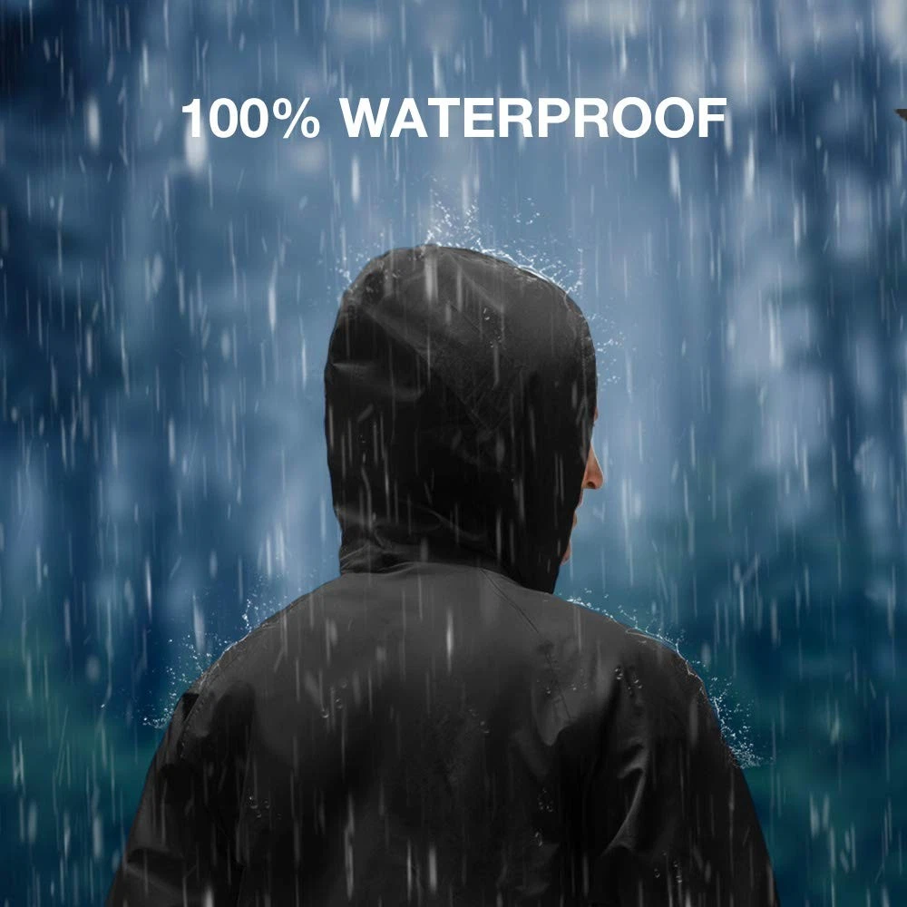 Rain Suit for Men, Waterproof Lightweight 2-Piece Rain Gear, Black image 3