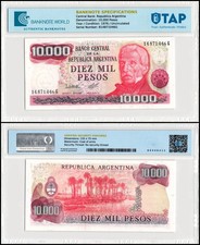 Argentina 10000 Pesos, 1976-1983 ND, P-306a.3, UNC, Authenticated