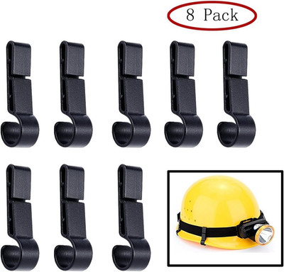 Paquete de 8 Ganchos para Lampara de Casco Seguridad con Borde Estrecho Negros