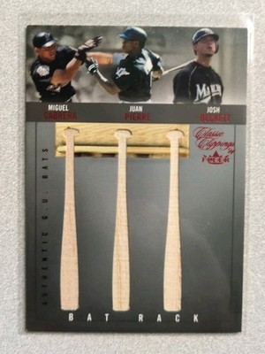 2004 MIGUEL CABRERA/J.PIERRE/J.BECKETT Fleer Classic Clippings Bat Relic RED /50