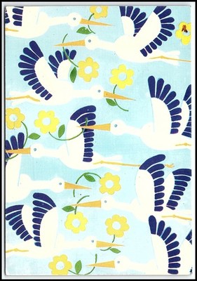 1979 BULGARIEN Störche & Blumen Volkskunst Postkarte Yonka Kaneva Chromolitho...