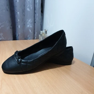 ECCO INCISE BLACK QUILTED LEATHER BOW TOP BALLET FLATS UK 6 lightweight - Image 1 of 4